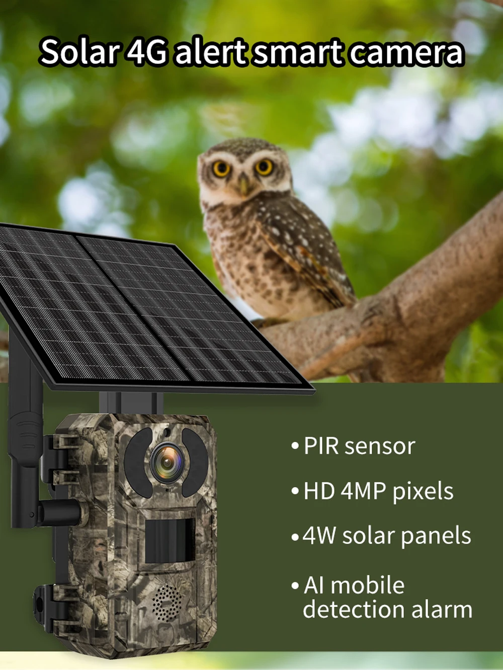 AU Ip66 Waterproof Hunting Camera 7800Mah Battery Two Way Speak Trail Gaming Camera For Outdoor Wildlife Cam With 4W Solar Panel 8