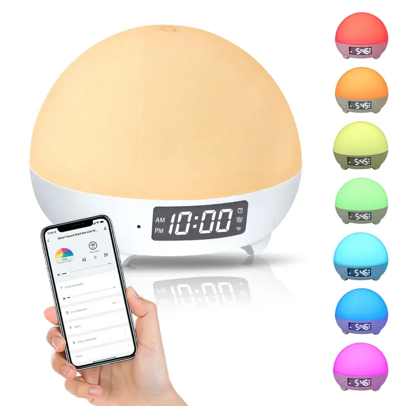 Smart White Noise Sound Temperature Detection Smart Baby Night Light Baby Cry Detection App Control to Set up Your Sleep Routine