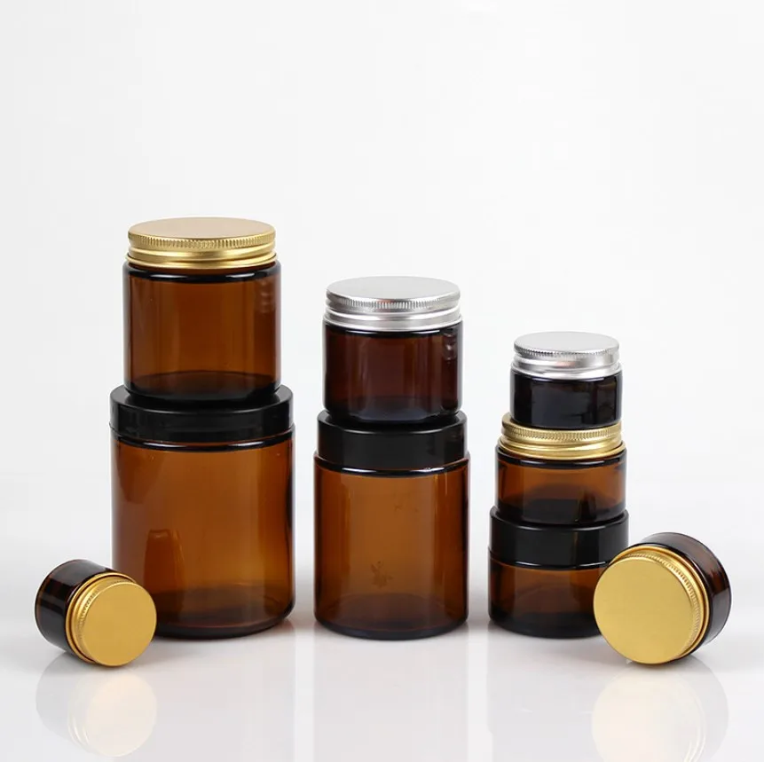 2oz 4oz 8oz Cylinder Straight Round Amber Glass Candle Jar With Screw ...