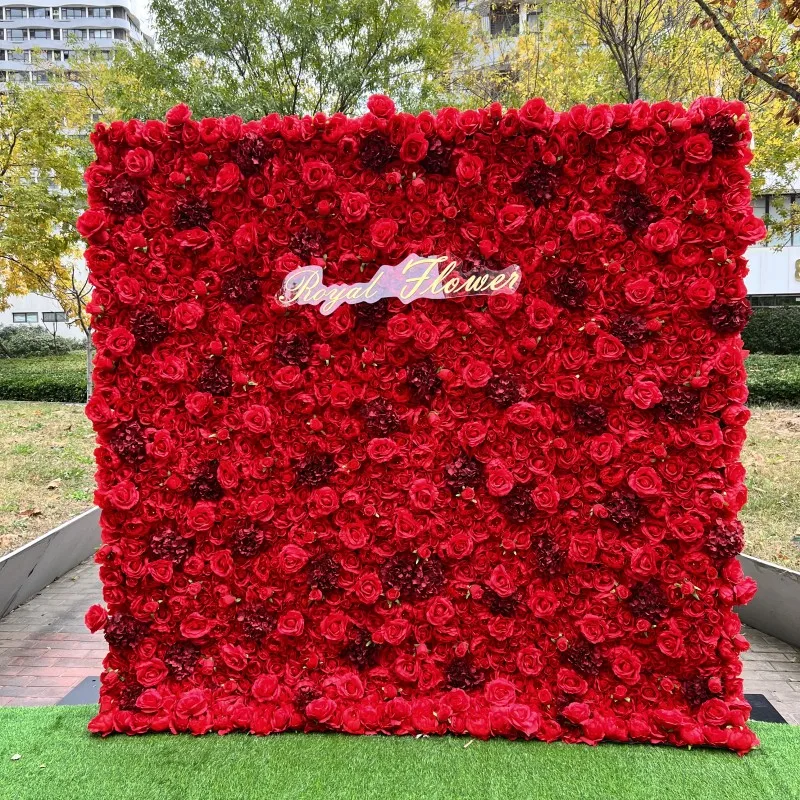 Artificial Flowerwall Fabric 3d Rose Flower Wall Wedding Decor Roll Up ...