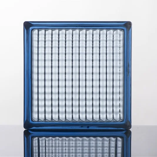 Light Bule Color Glass Block Parallel Cloudy Design Larger Size Glass Block for Outer Wall