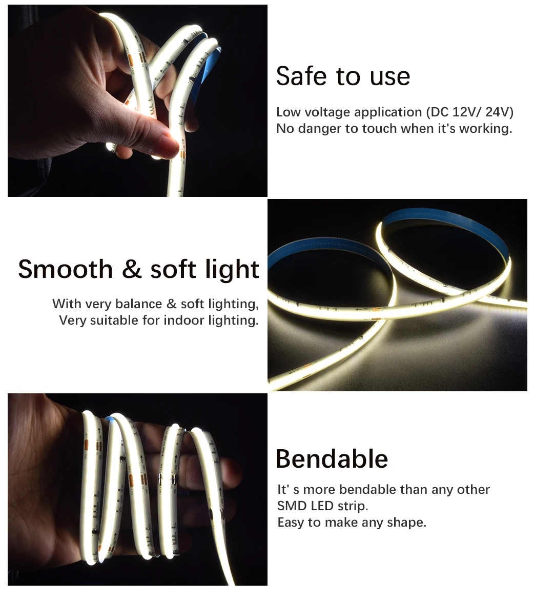 Pro Supplier Cob Running Led Strip Lights Water Flow 360chipm Ra80 Dual