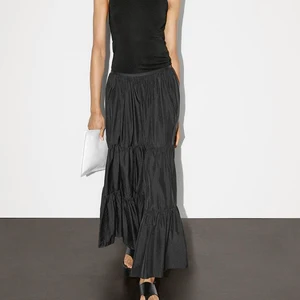 Custom Elegant Ladies Luxury Fashion Pleated High Quality Women's Summer Half Skirt Elegant Midi Long Flared Skirt