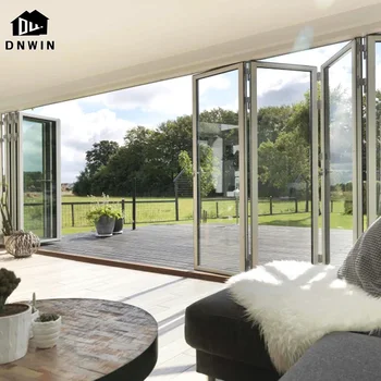New design villa exterior garden patio aluminium energy efficient sliding glass bifolding doors