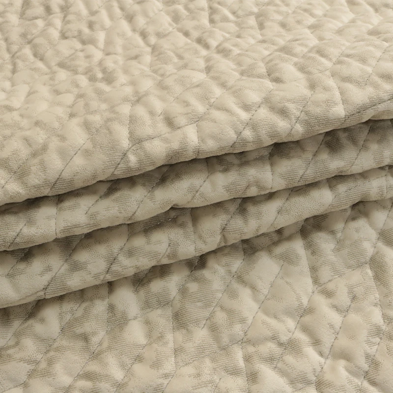 米黄米白荷兰印花夏季天鹅绒被子面料