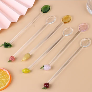 Popular Products Handmade Glass Round Spoon For Milk Coffee Fruit