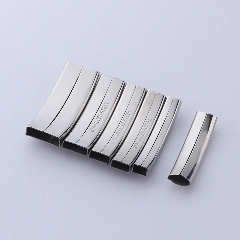 Stainless Steel Mirror Finish Slider Patterned Tube Beads Slide Charm for Silicon Bracelets Jewelry Making Accessories
