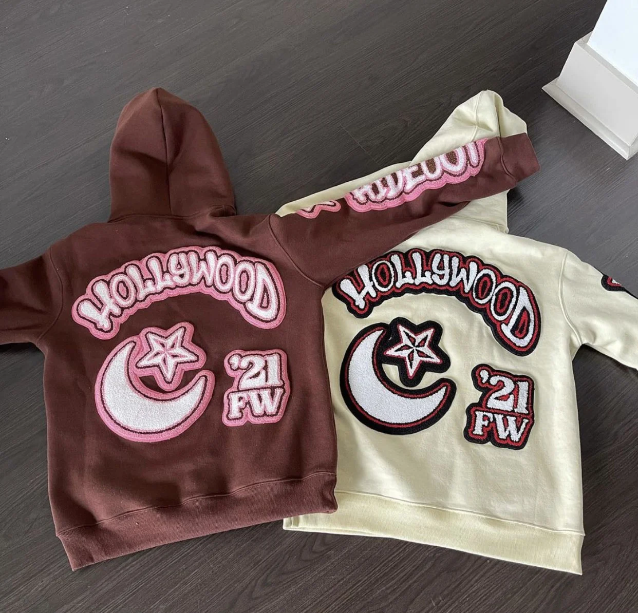 Wholesale Embroidery Hoodies Luxury Custom Oversized Heavyweight Cotton Fleece Chenille Patch Embroidered Men Hoodie gallery 2