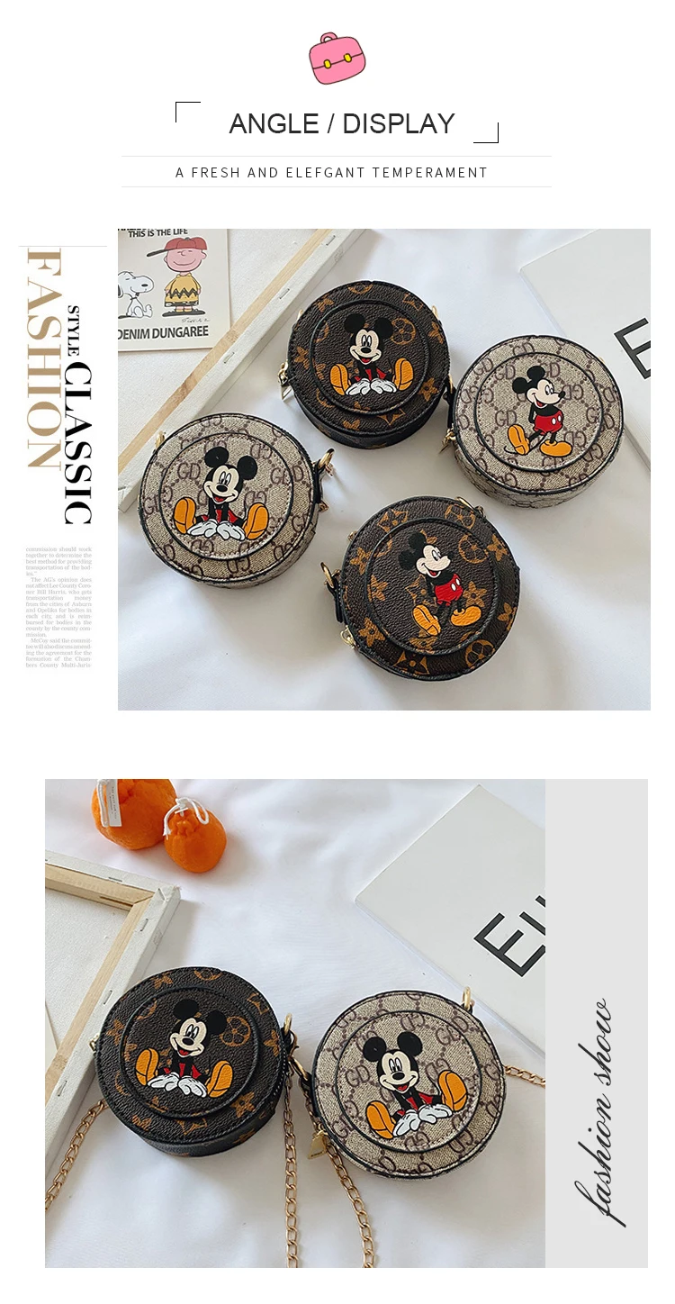 2021 Mini Mickey Mouse Kids Purse Printed Trendy Fashion Retro Crossbody Bags For Little Girls