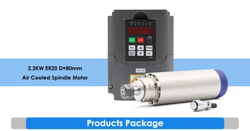 2.2kw Er20 220v/380v Air Cooled Spindle Motor D80mm 4pcs Bearings & 2