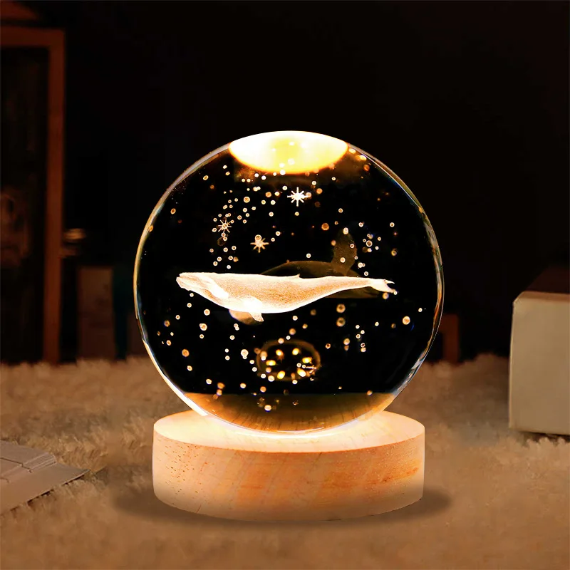 3d Art Crystal Ball Night Lamp Luminous Crystal Ball Decoration Solar ...