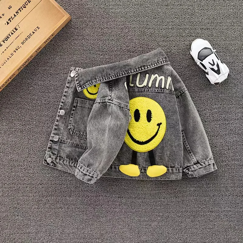 Spring and Autumn Baby Denim Boys Fashion Jackets Coats Cartoon Fashion Outwear Coat for Children Kids Girls Casual Jacket
