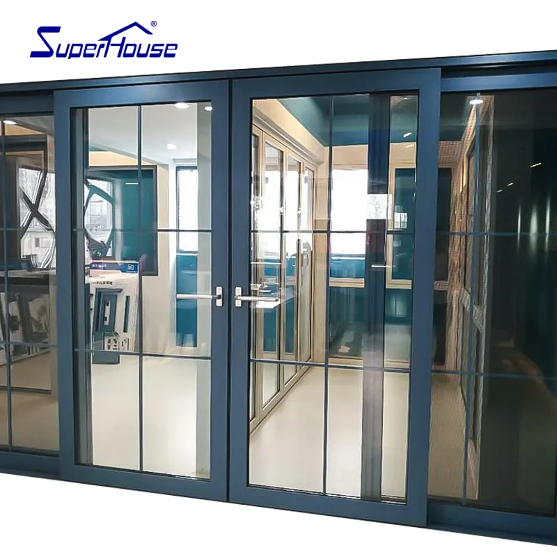 Porta de vidro fina de alumínio HDSAFE Interior de 4 painéis Porta  deslizante de vidro para