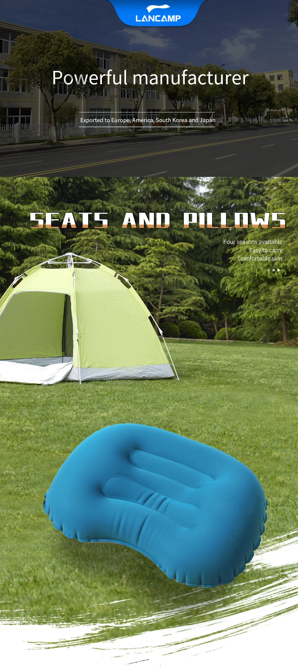 Quick Inflate Neck Support Pillow Portable Pillow Camping Travel Air Inflatable Camping Travel