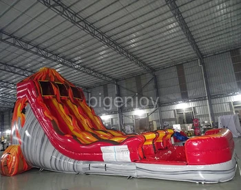 20ft volcano water slide inflatable water island outdoor inflatable pool slide