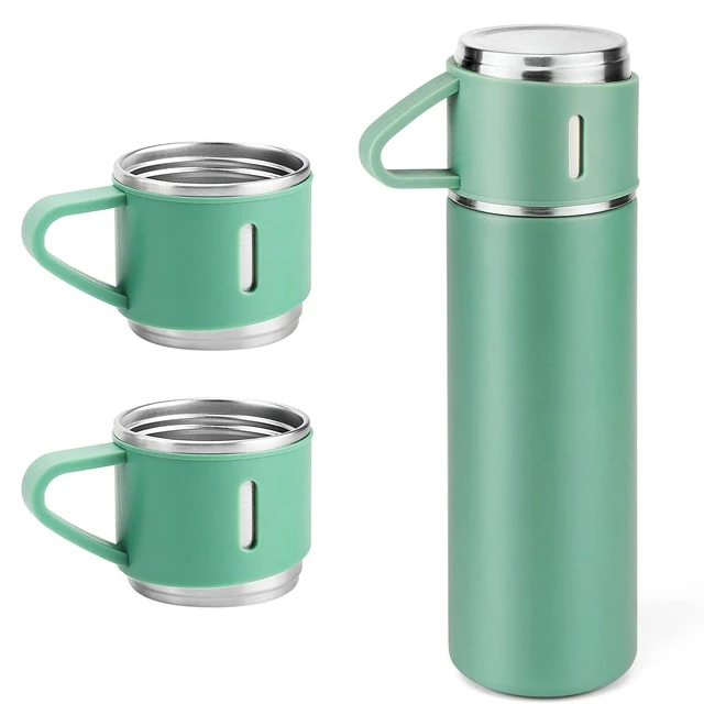 Gift Pack Set One Double Wall Stainless Steel Vacuum Flask With Two  Alternative Cup