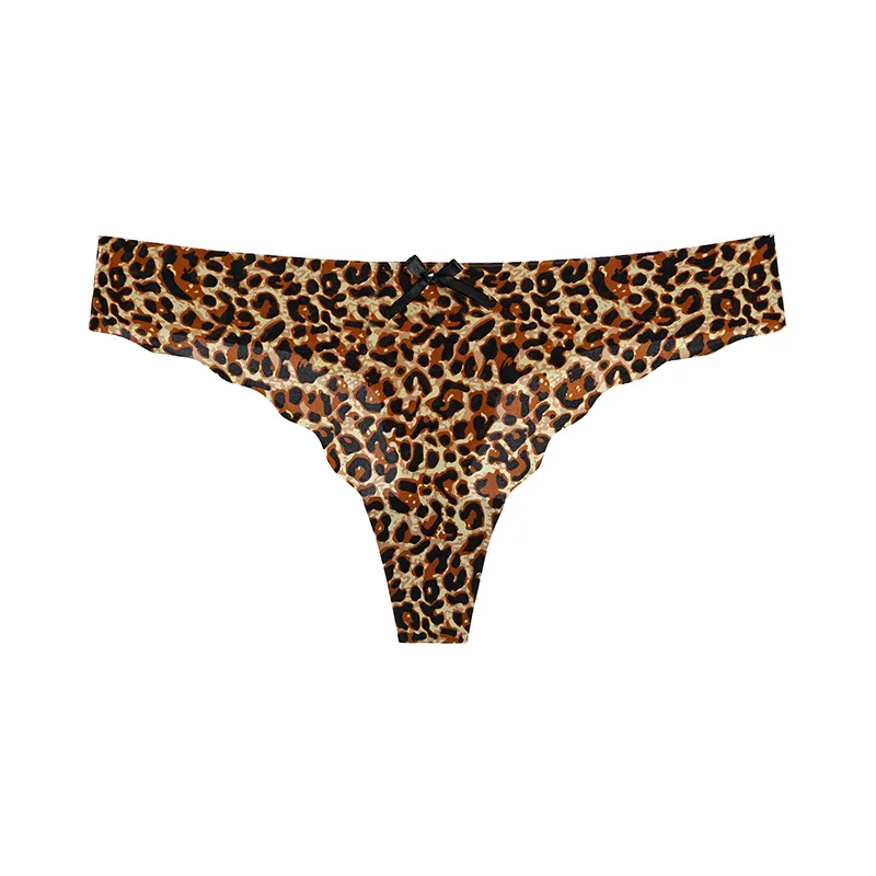 Women Underwear Seamless Sexy Thongs Underwear Ice Silk Leopard