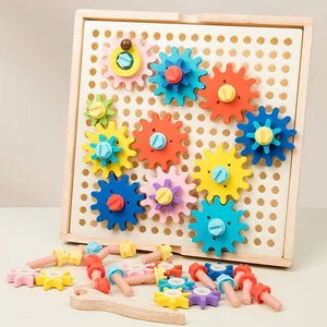 Bright Color Wooden Rotating Gear Educational Toy for Kids Early Learning Cognitive Development and Hands-On Skill Building