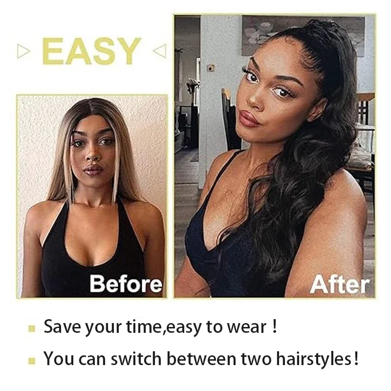 Körperwelle Pferdeschwanz Echthaar Extensions Natürliche Farbe Kordelzug Clip In Haar Brasilianische Remy Frauen_voghion.com