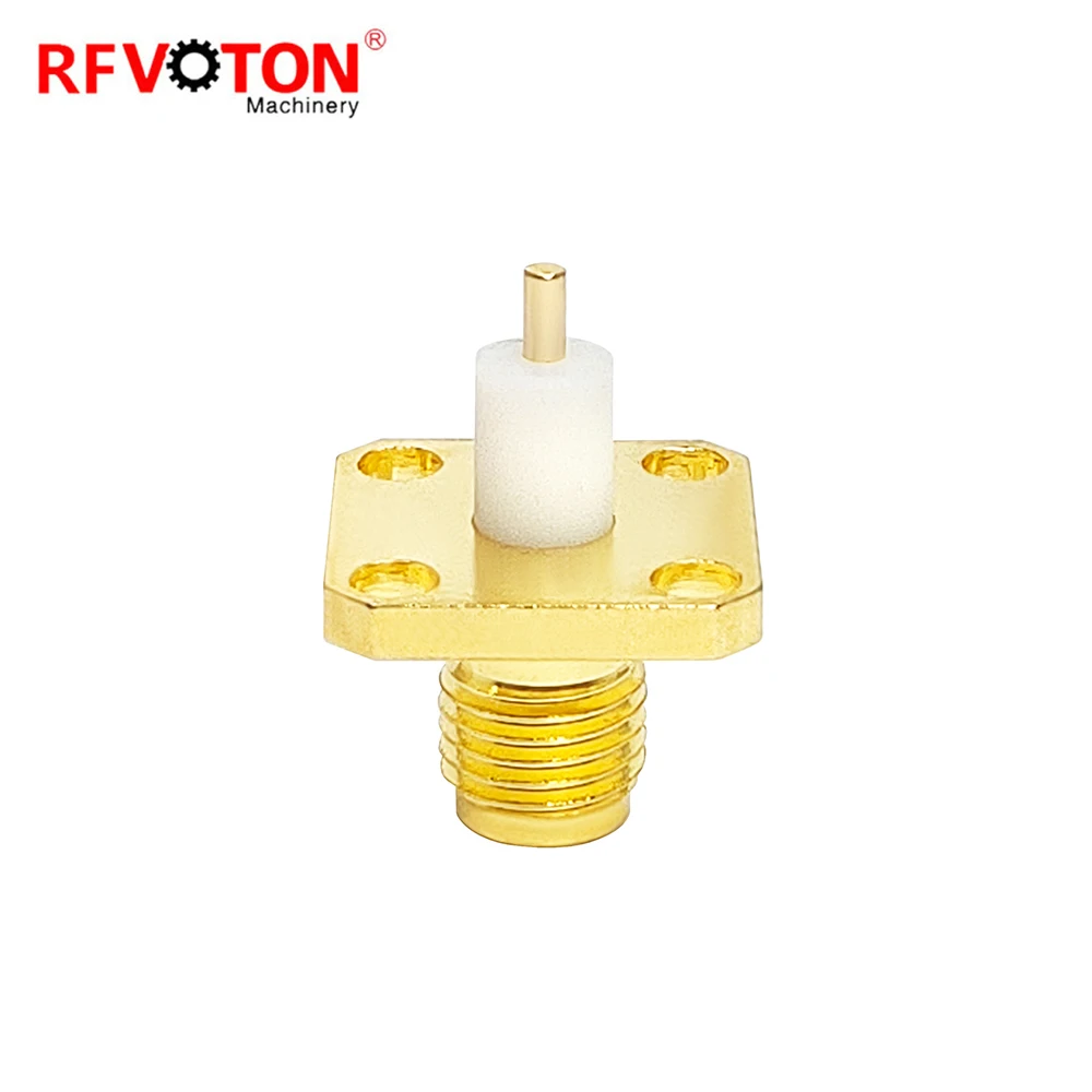Factory Price 50 Ohm Gold Plated SMA Female Jack Solder Panel Mount 4 Holes RF Coax Coaxial Connectors in Stock