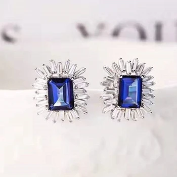 High Quality Gemstone Jewelry Wholesale Vintage Style Natural Topaz Women 925 Silver Stud Earring