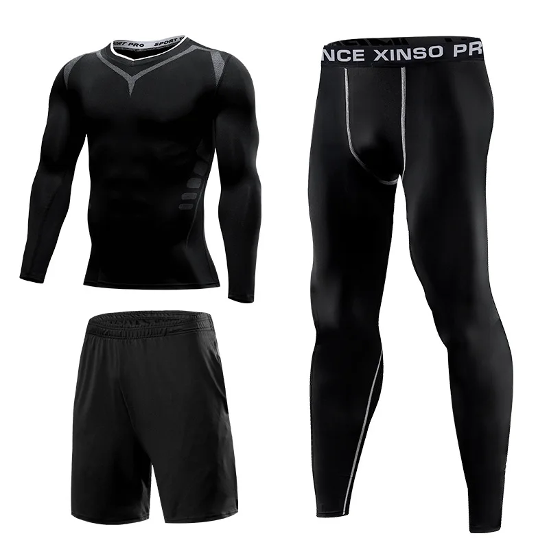 Custom Men's Training Sportswear Gym Clothing 5 Piece Compression ...