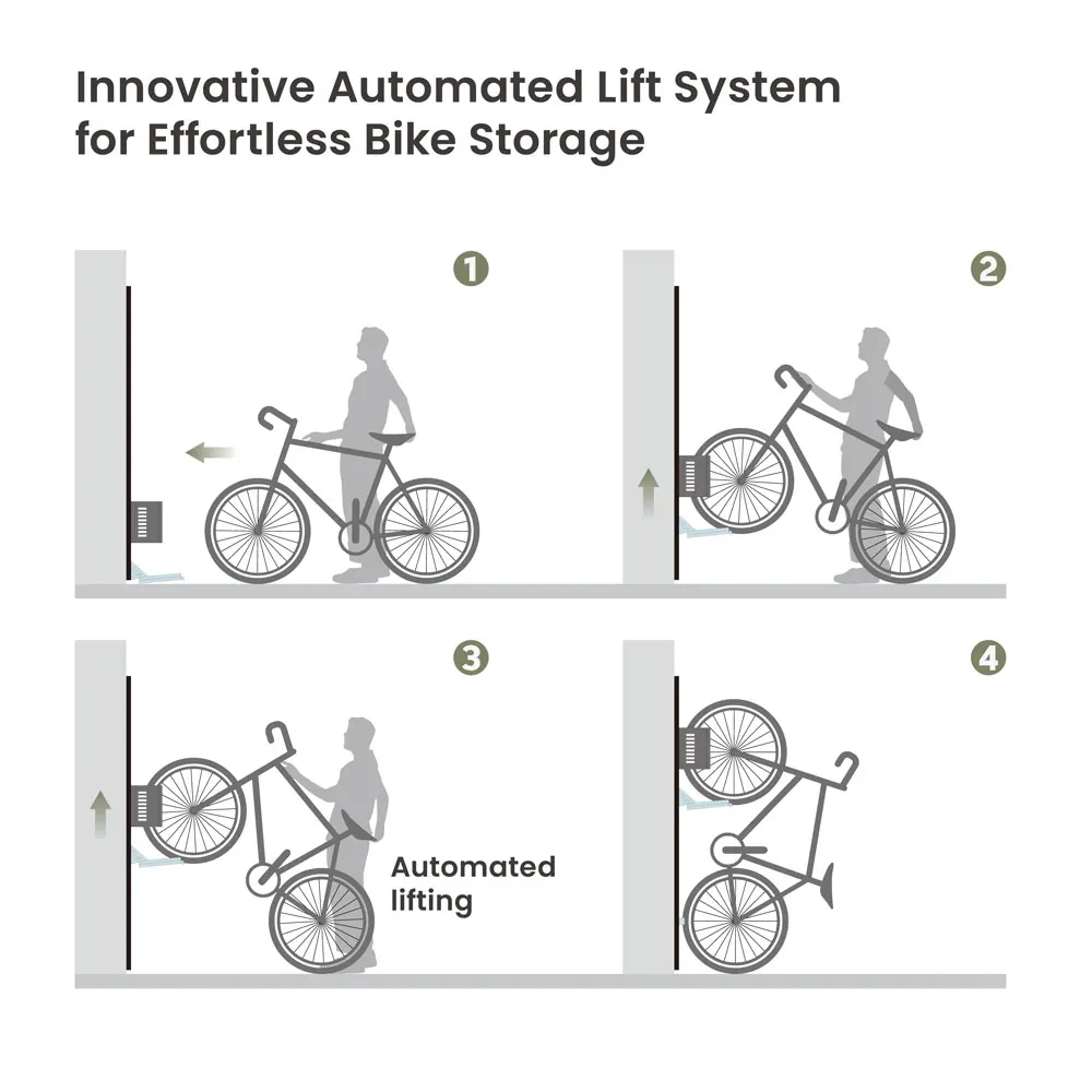 Bike Racking Efficient Easylift Wall Mounted Bike Storage Rack for E-Bikes - Durable Vertical ...