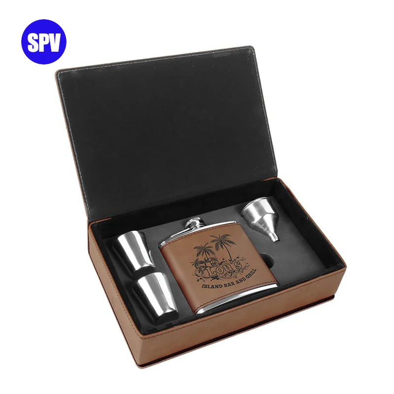 Customized Portable Hip Flask Stainless Steel 6oz Hip Flask Gift Set with Whiskey Cups for Laser Engraving supplier