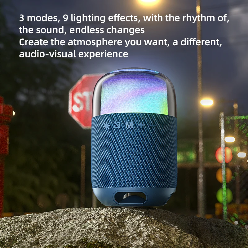 Free Sample RGB Mini Portable Speakers BT Wireless Party Boombox Speaker With Microphone