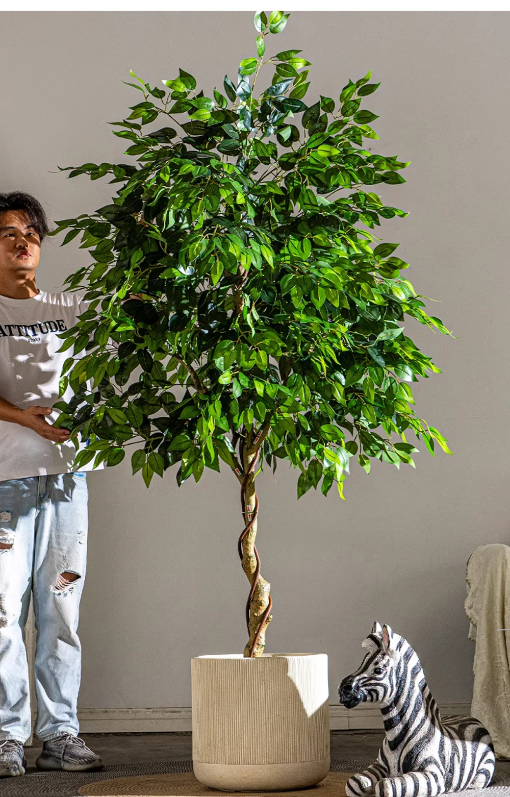 product artificial ficus benjamina tree real touch green artificial plant for indoor decoration-4