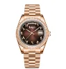 Cadran marron noir or rose