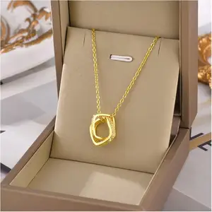 Pendant Necklace Vintage Upscale seiko Geometric Interlocking Fine Jewellery Colored Decorate Women Pendant Necklace