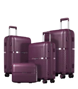 High Quality Full PP Shell Simple Luggage Sets 360 Degree Nylon Wheels 14/20/24/28 Inch Travel Suitcase Sets Durable Polyester