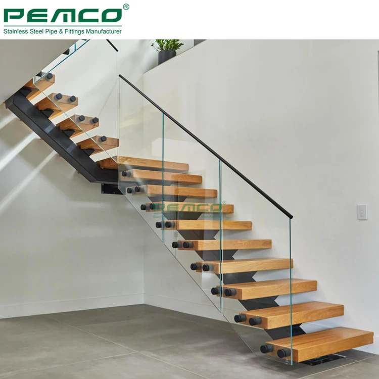 Customized Color Elegant Staircase Design Straight Stainless Steel Mono Stringer Floating Stairs Cost