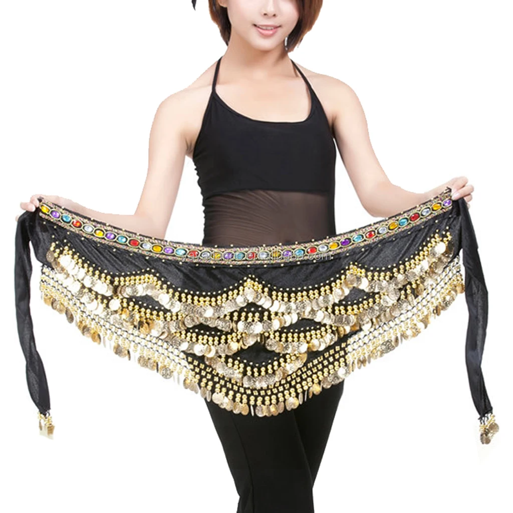 10 Piece Belly Dance Hip Scarf Set With Coin Accessories 30-Piece