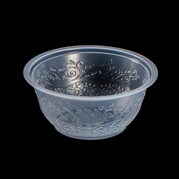Fruit Salad Packaging Diameter 105mm Small Bowl Disposable Pp Clear Flower Bush Pattern Round Cup Container with Custom Lid