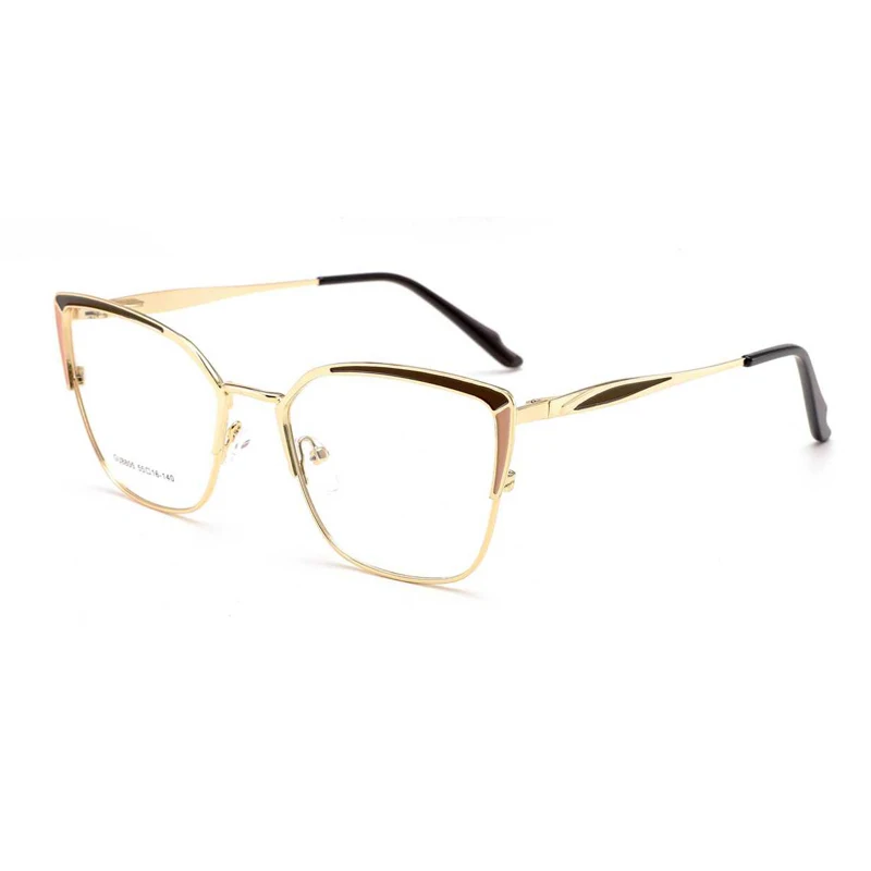 WHEF-GU8805 New Arrival Women Square Fashion Metal Eyeglasses Frames for All Face Eyewear Spectacles with Spring Tip Temple