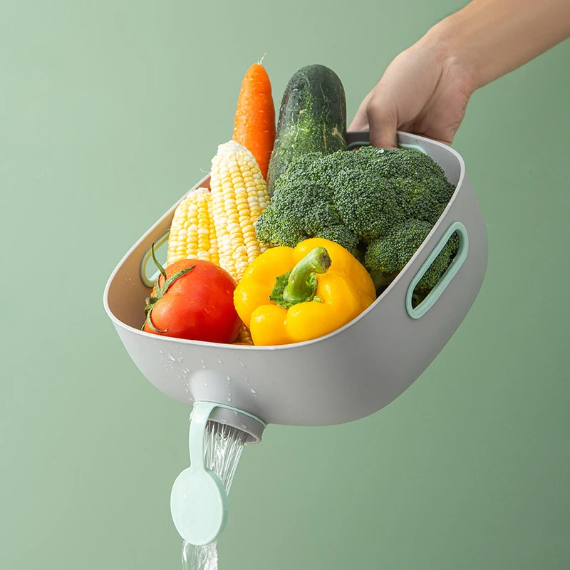 Creative Drainage Basket Multifunctional Sieve Plastic Fruit and Vegetable Washing Basket Household Items