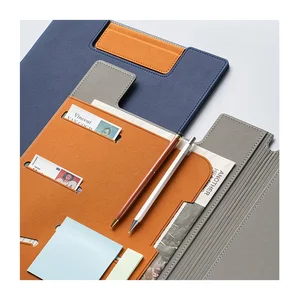 Low Price PU Leather Folder Customize A4 Padfolio Personalized Logo Reusable Writing Board File Clip Writable Memo Pad Portfolio