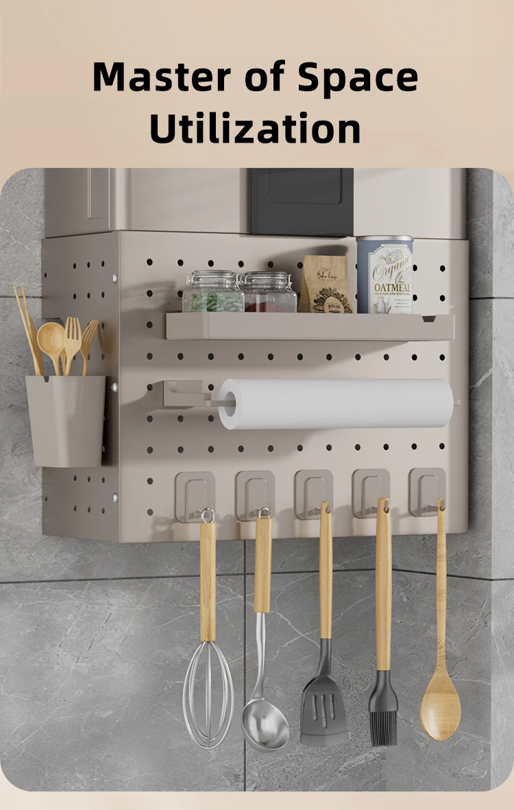 Champagne Gold Kitchen Gas Water Heater Cover Hole Plate Wall Organizer Shelf