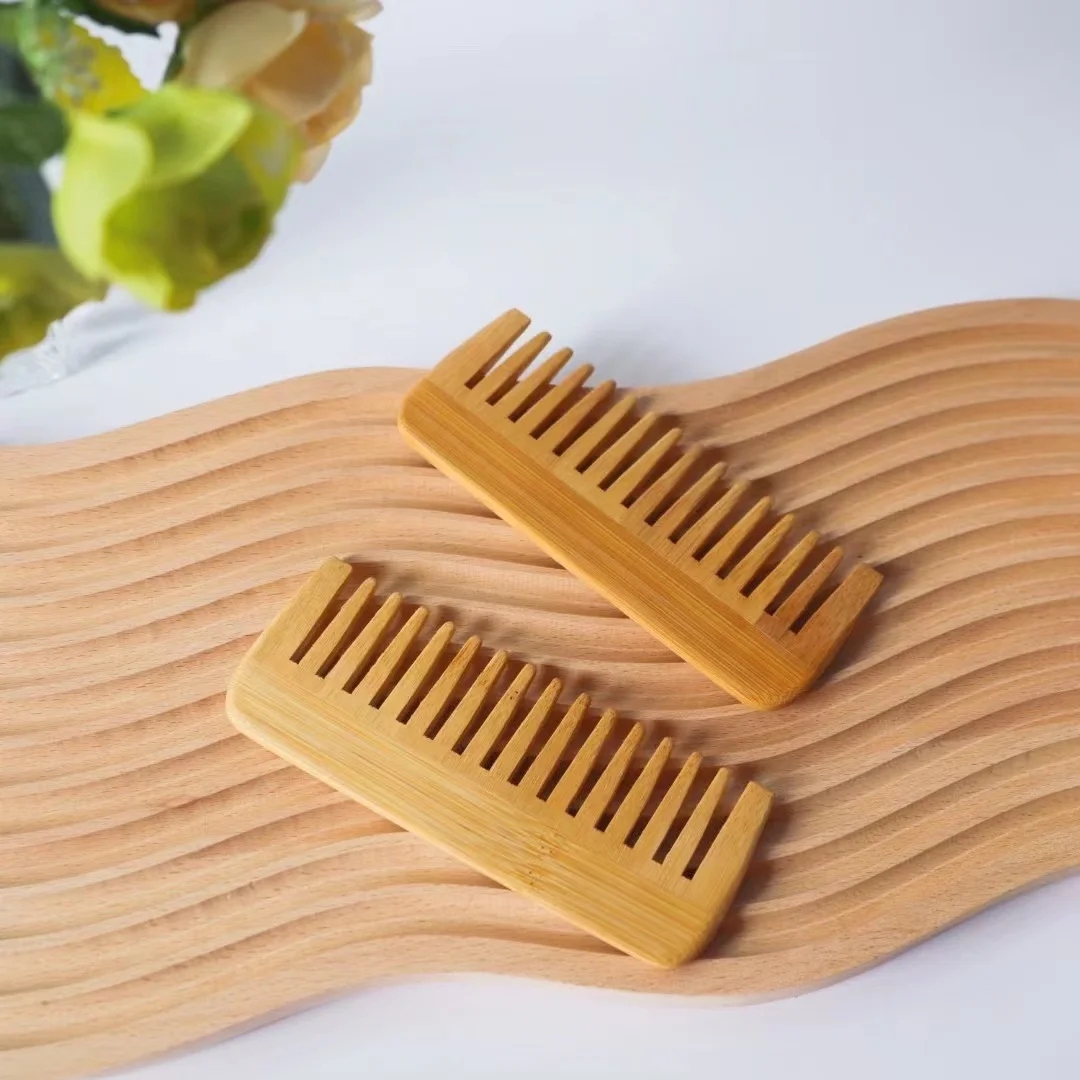 Экологичная Антистатическая расческа из натурального бамбука с широкими зубьями для женщин и мужчин массажная волос персонализированная