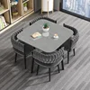[1 mesa 4 sillas losa de roca] mesa cuadrada - terciopelo gris