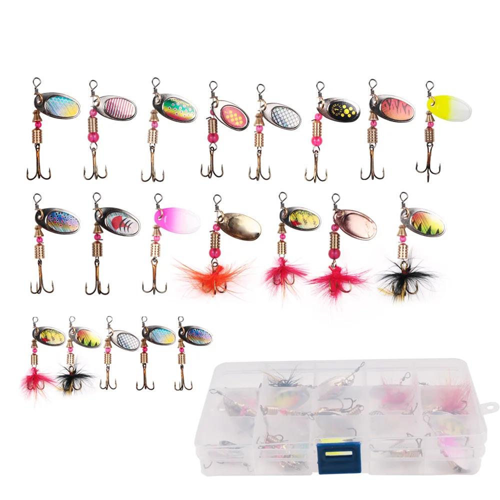 30pcs/ Set Metal Spoon Lure Spinner Bait Lure Kit Mixed Fishing Lure Set Box