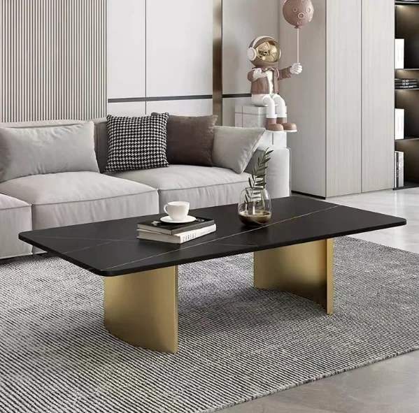 Luxury Coffee Table Living Room Furniture Marble Table Top Gold Metal ...