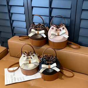 Retro PU Leather Ladies' Bucket Bag Top Designer Trendy Ladies' Handbag Ladies' Luxury Bag Sac dos