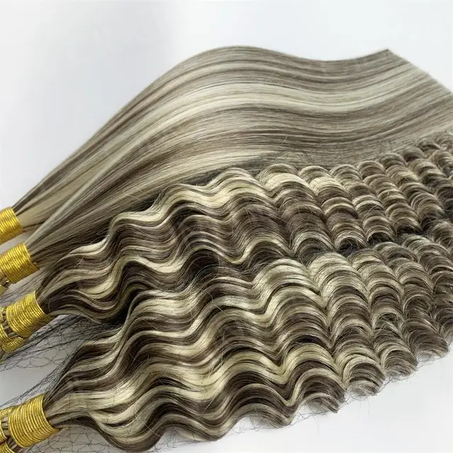 Factory Direct 12A Virgin Raw Chinese Hair Extensions Lightweight Nano Ring Silky Straight Weft Comfortable Wholesale Bulk Curly