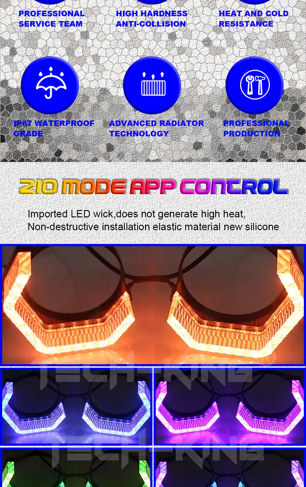 Hot Sale 3.0inch Angel Eye Car Bulbs WRGB Three-Colour Daytime Running Light Daily Running Light 12V Fit Headlight Modify