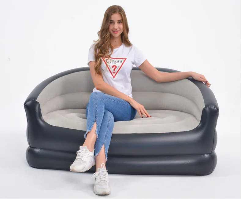 For Inflatable Couch for Pool and Beach Parties CStern Inflatable Flocking Lazy Sofa Double Recliner Travel Camping Picnics and Backyard Folding Leisure Sofa Backrest Armrest Seat Music Festivals 