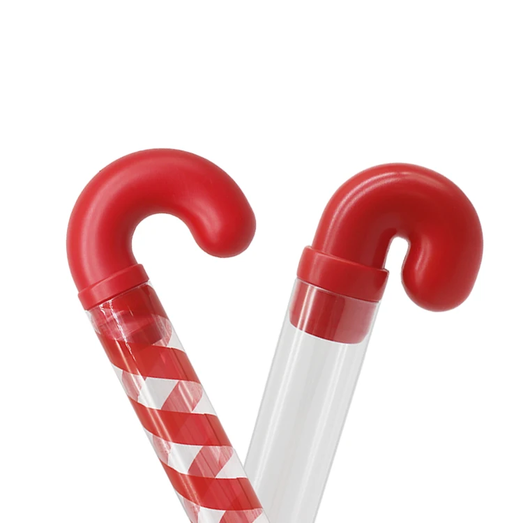 Holiday Christmas Plastic Candy Cane Shaped Containers With Red Topper