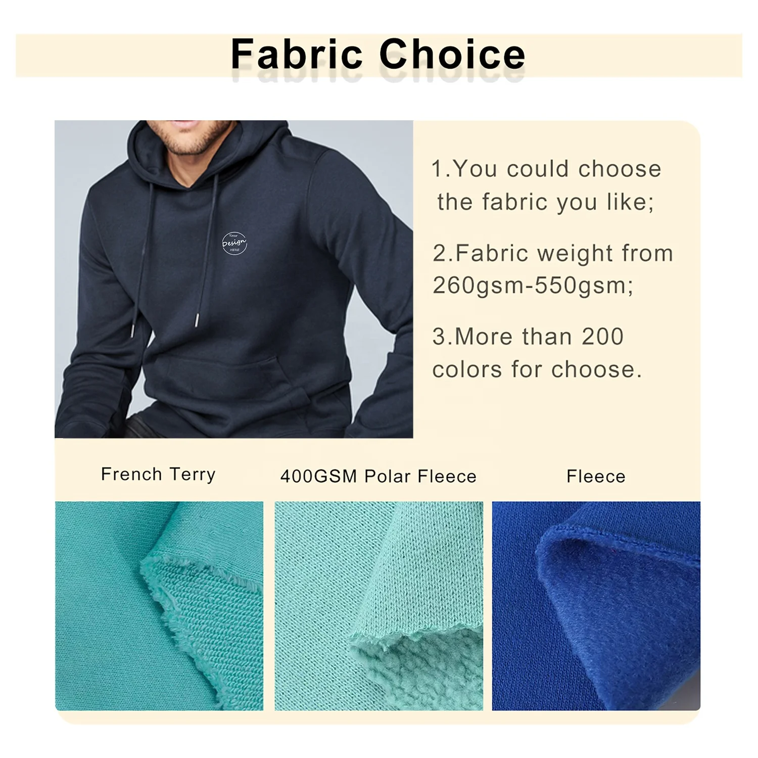 JL0811A High Quality Men Fleece Fabric 80 Cotton 20 Polyester Hoodies Puff Printing Pullover Hoodie for Men